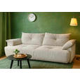 BIGSOFA  in Webstoff Creme  - Creme/Schwarz, KONVENTIONELL, Kunststoff/Textil (243/90,5/130cm) - Ambia Home