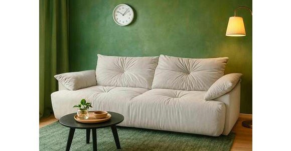 BIGSOFA  in Webstoff Creme  - Creme/Schwarz, KONVENTIONELL, Kunststoff/Textil (243/90,5/130cm) - Ambia Home