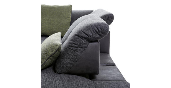 ECKSOFA Schwarz, Dunkelgrau Chenille, Mikrofaser  - Chromfarben/Dunkelgrau, Design, Textil (313/242cm) - Xora