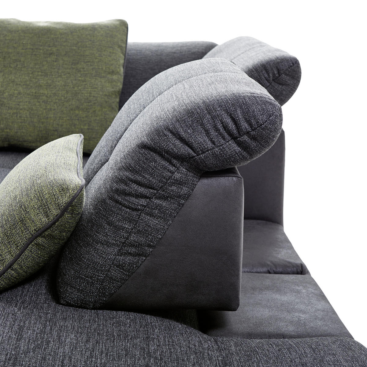 ECKSOFA Schwarz, Dunkelgrau Chenille, Mikrofaser  - Chromfarben/Dunkelgrau, Design, Textil (242/313cm) - Xora