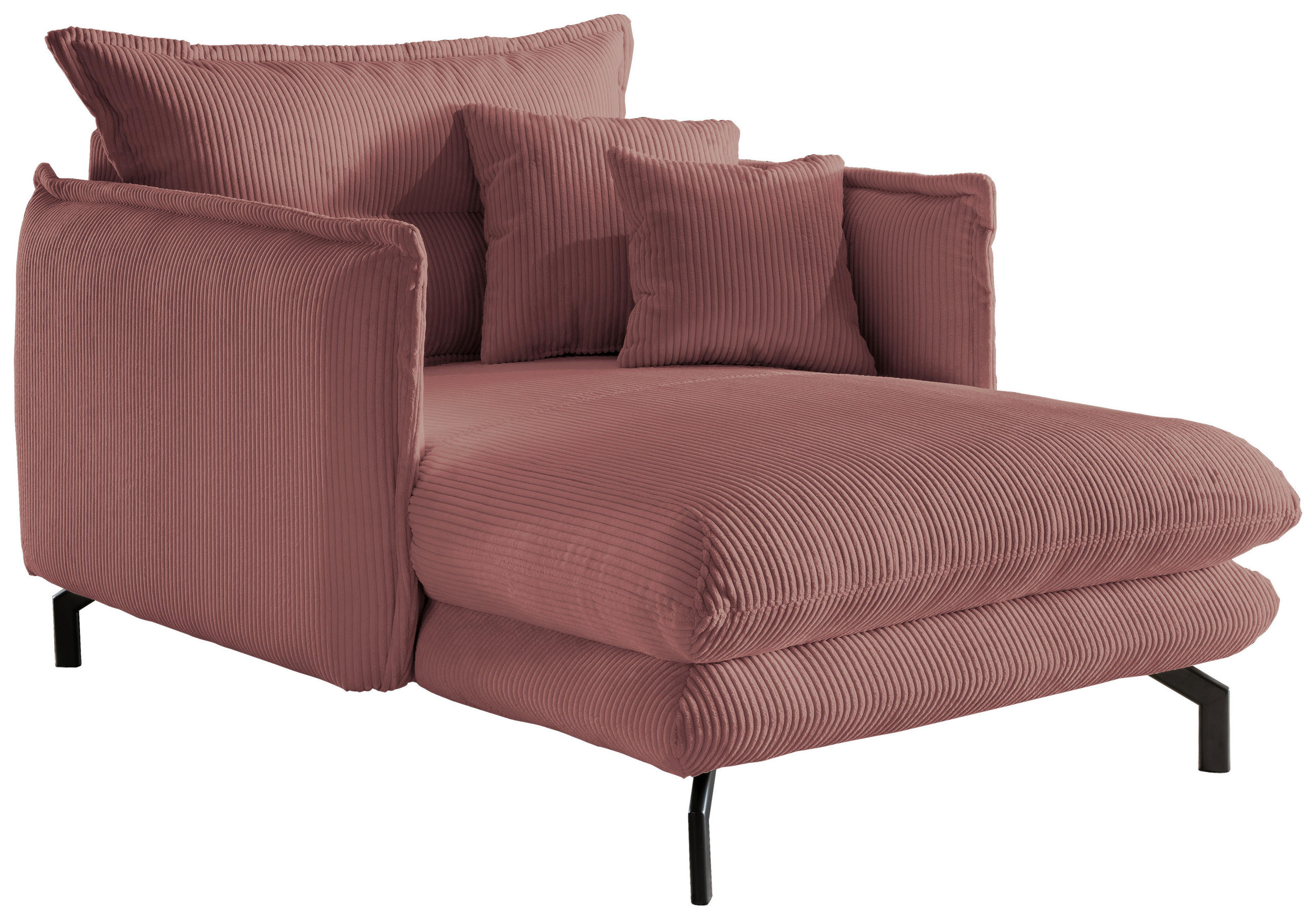 XXL-SESSEL Cord Rot    - Rot/Schwarz, MODERN, Textil/Metall (111/101/167cm) - Livetastic