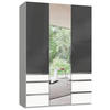 DREHTÜRENSCHRANK in Grau, Weiss  - Chromfarben/Weiss, Modern, Glas/Holzwerkstoff (150/216/58cm) - MID.YOU