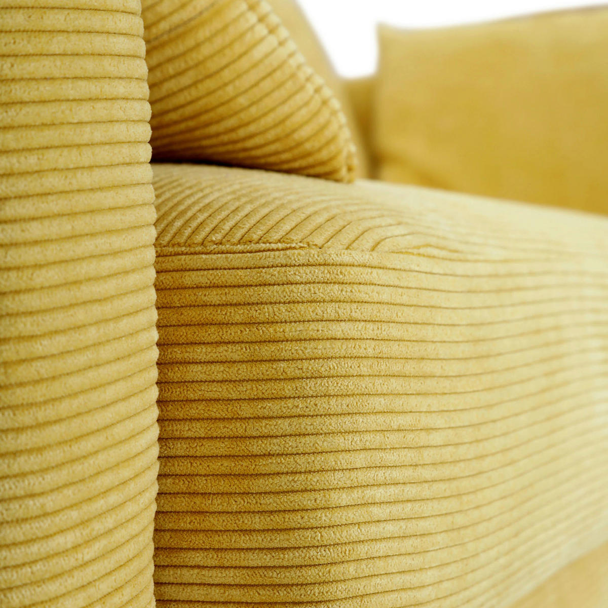 SOFA in Cord Gelb  - Gelb/Schwarz, Design, Textil/Metall (210/70/100cm) - Ambia Home