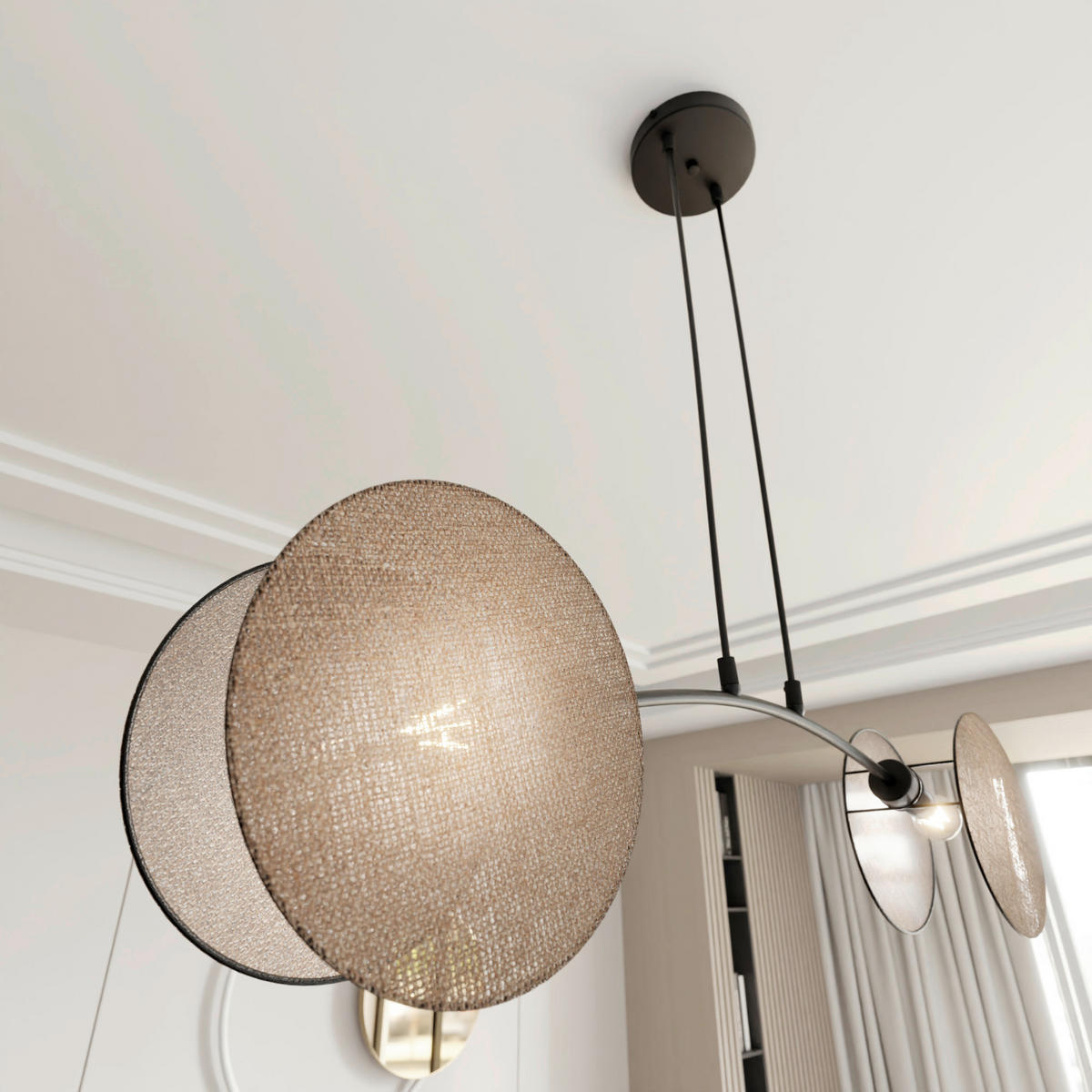 HÄNGELEUCHTE  82/11/100 cm    - Hellbraun/Schwarz, LIFESTYLE, Textil/Metall (82/11/100cm)