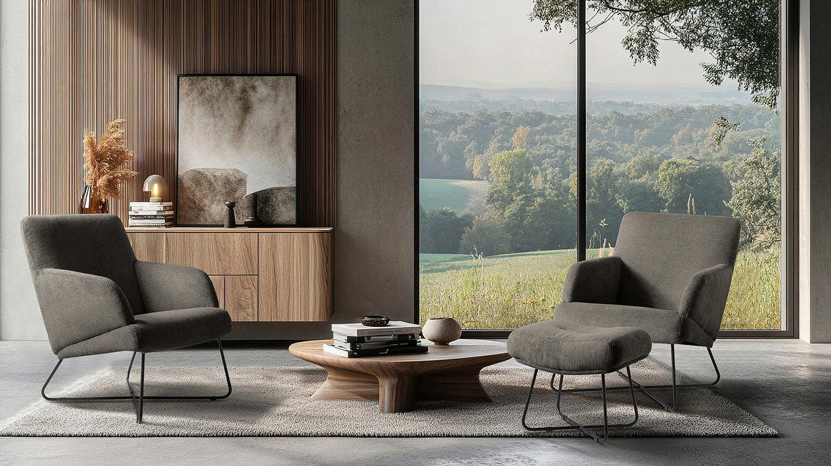 SESSEL in Chenille Graphitfarben  - Schwarz/Graphitfarben, Design, Textil/Metall (67/87/74cm) - Livetastic