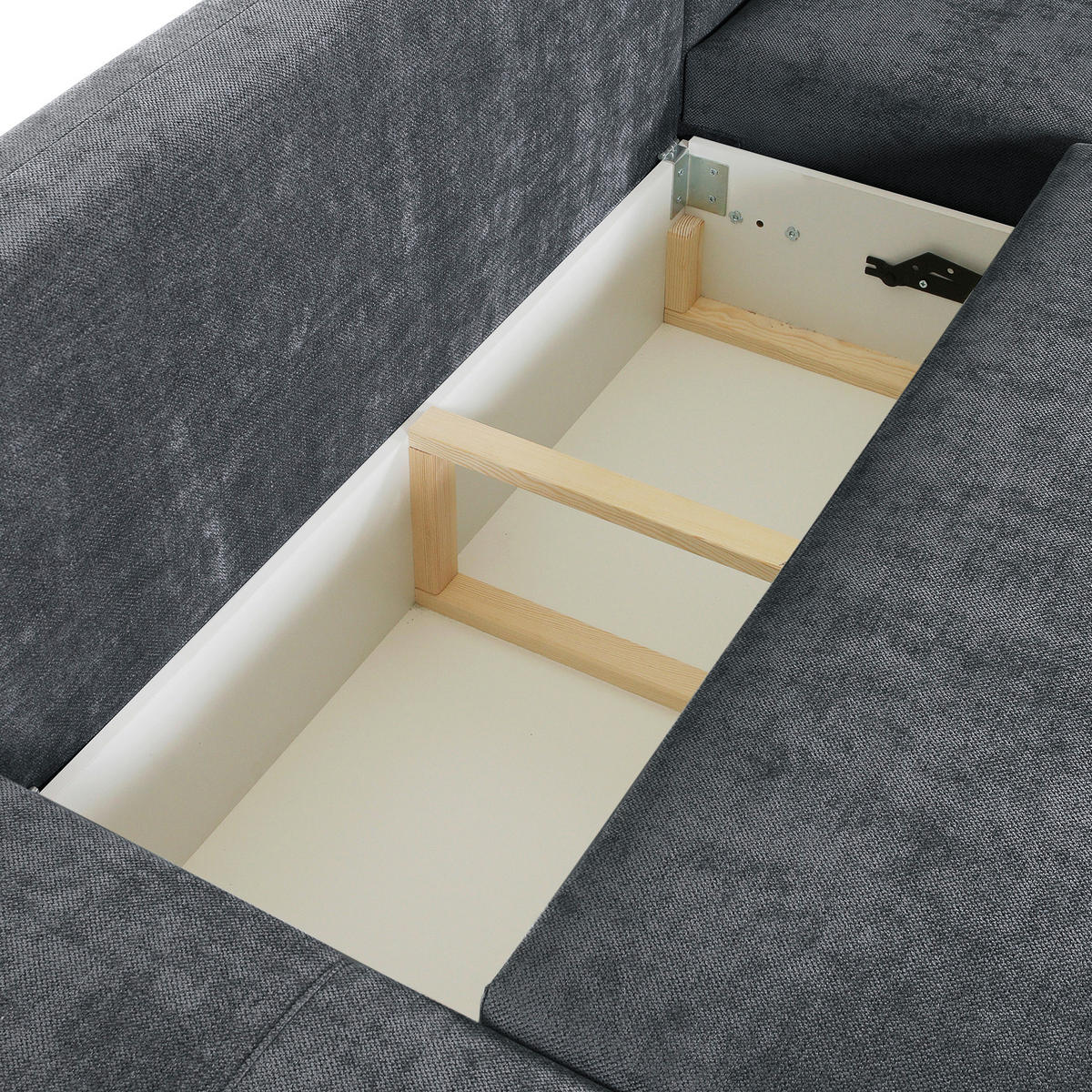 ECKSOFA in Flachgewebe Dunkelgrau  - Dunkelgrau/Schwarz, KONVENTIONELL, Kunststoff/Textil (295/200cm) - Carryhome