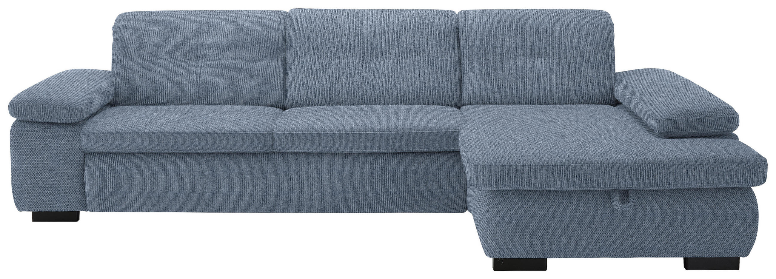 ECKSOFA in Flachgewebe Blau  - Blau/Schwarz, Design, Textil/Metall (297/174cm) - Beldomo Style