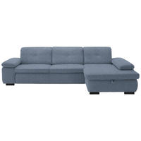 ECKSOFA in Flachgewebe Blau  - Blau/Schwarz, Design, Textil/Metall (297/174cm) - Beldomo Style