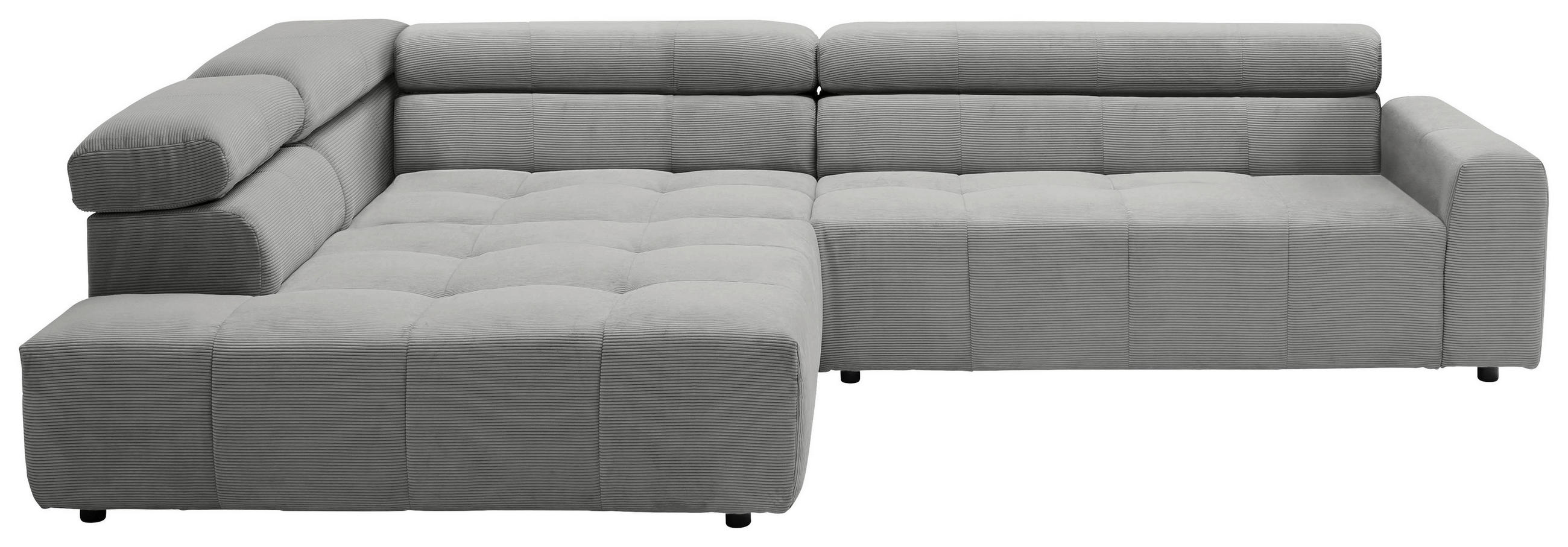 ECKSOFA Grau Feincord  - Schwarz/Grau, KONVENTIONELL, Kunststoff/Textil (219/311cm) - Hom`in