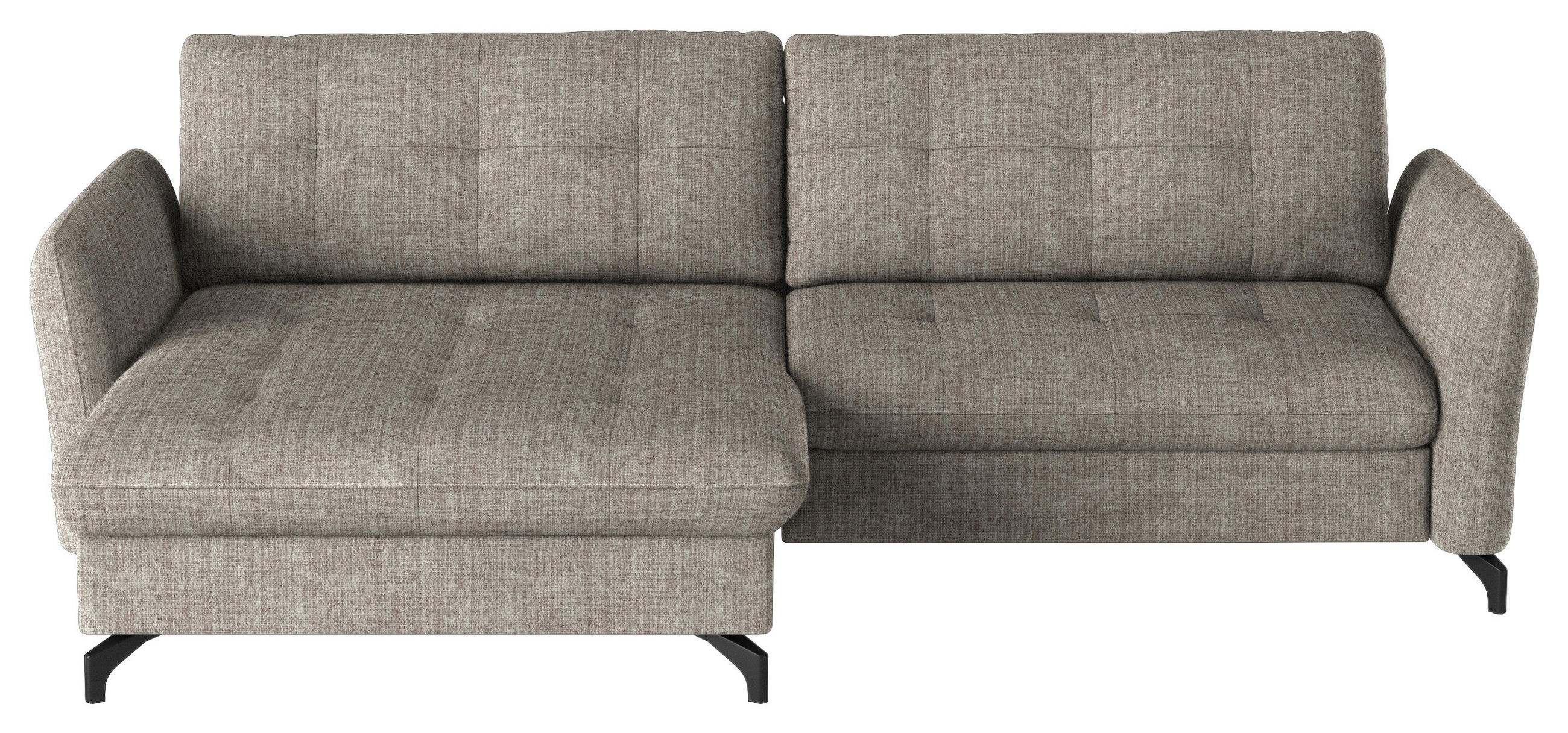 ECKSOFA in Flachgewebe, Leinenoptik Hellbraun  - Hellbraun/Schwarz, Design, Textil/Metall (170/242cm) - Xora