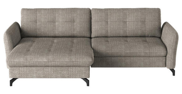 ECKSOFA in Flachgewebe, Leinenoptik Hellbraun  - Hellbraun/Schwarz, Design, Textil/Metall (170/242cm) - Xora