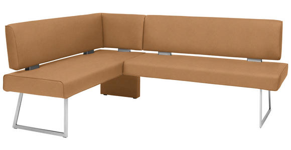 ECKBANK 137/219 cm  in Edelstahlfarben, Cognac  - Edelstahlfarben/Cognac, Design, Textil/Metall (137/219cm) - Dieter Knoll