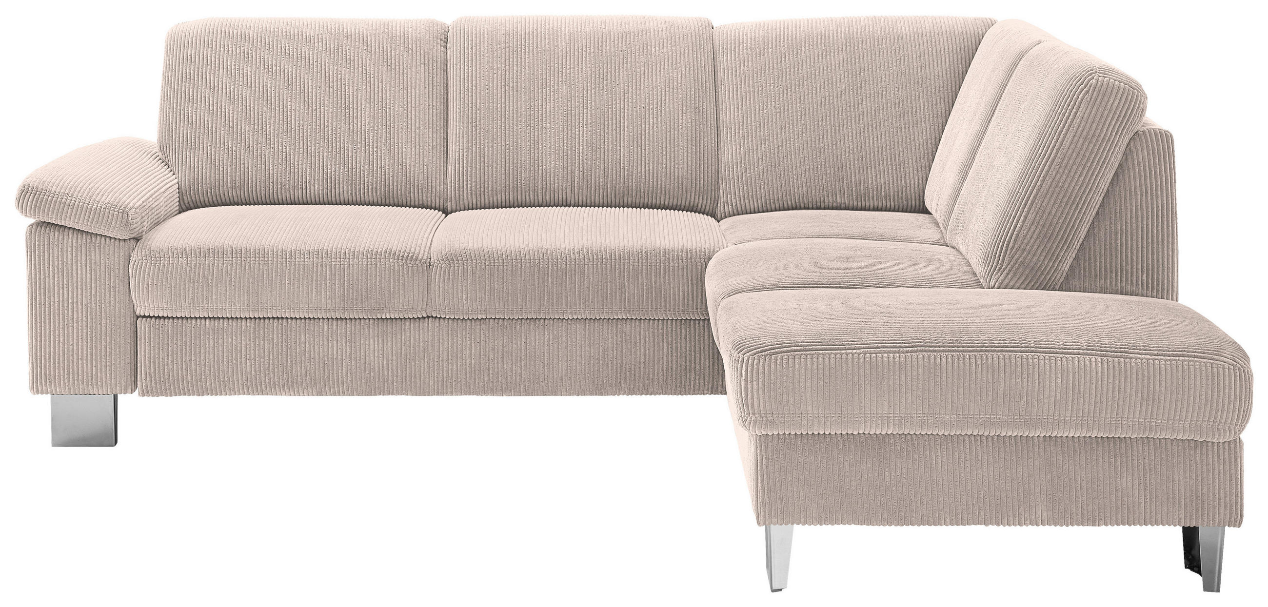 ECKSOFA in Cord Hellbraun  248/200 cm  - Hellbraun/Edelstahlfarben, KONVENTIONELL, Textil/Metall (248/200cm) - Beldomo System