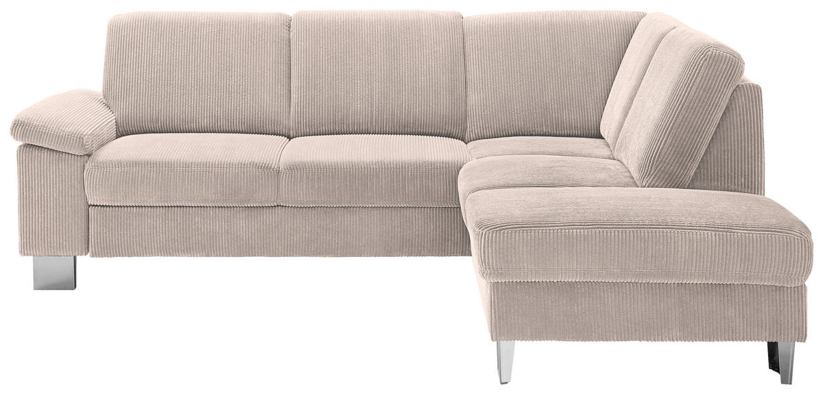 ECKSOFA in Cord Hellbraun  - Hellbraun/Edelstahlfarben, Konventionell, Textil/Metall (248/200cm) - Beldomo System