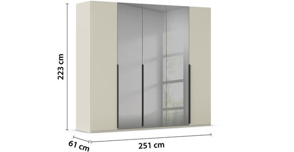 DREHTÜRENSCHRANK 201/223/61 cm 4-türig  - Champagner/Graphitfarben, Trend, Glas/Holzwerkstoff (201/223/61cm) - Novel