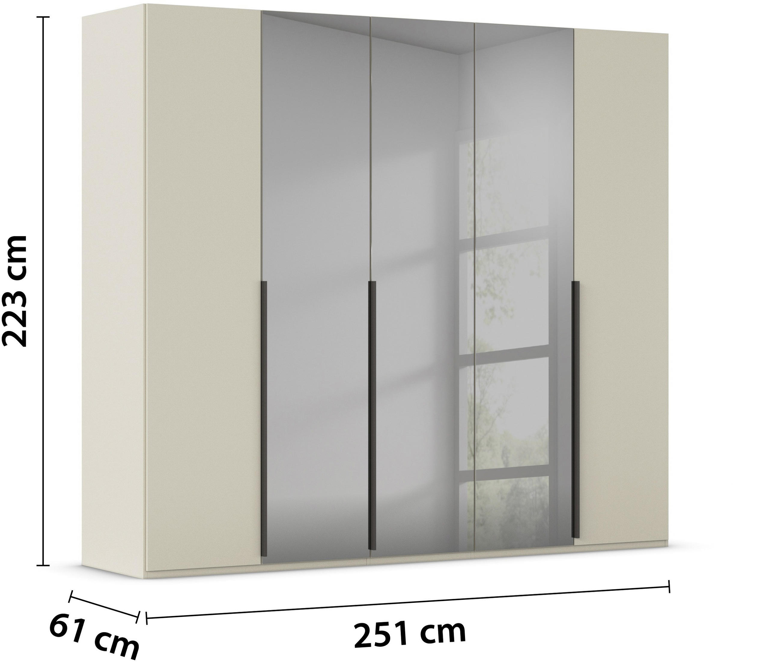DREHTÜRENSCHRANK in Grau, Champagner  - Champagner/Graphitfarben, Trend, Glas/Holzwerkstoff (251/223/61cm) - Rauch Möbel