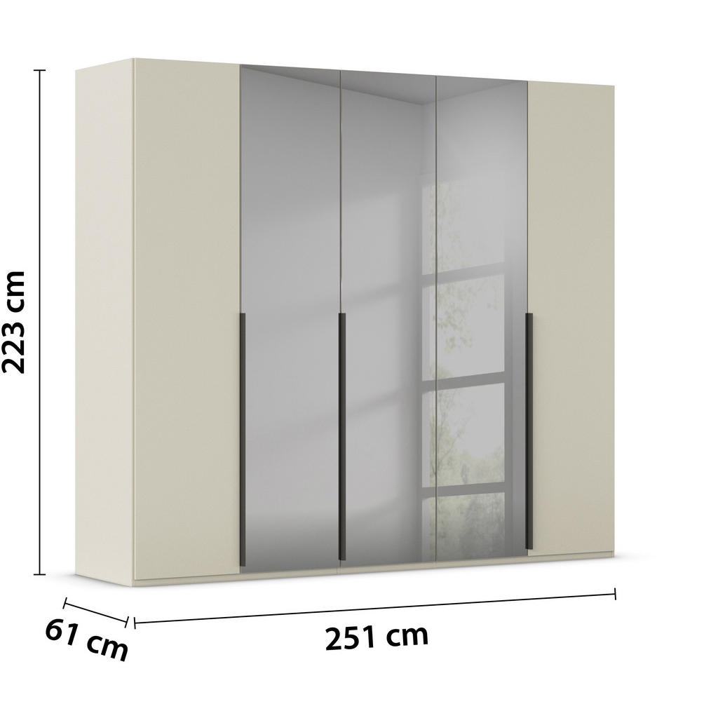 Thumbnail - Novel Drehtürenschrank, Grau, Champagner, Metall, 6 Fächer, 251x223x61 cm, Blauer Engel, Goldenes M, Made in Germany, Ty...