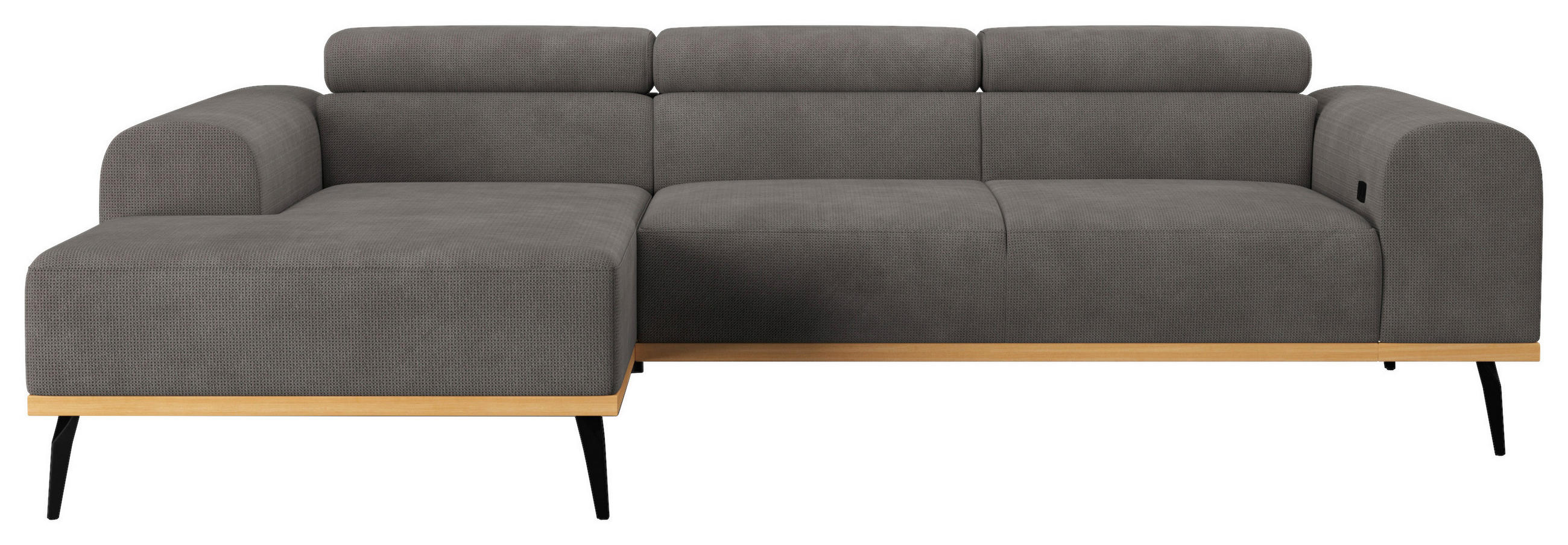 ECKSOFA Dunkelgrau Chenille  - Dunkelgrau/Schwarz, KONVENTIONELL, Textil/Metall (157/244cm) - Cotta