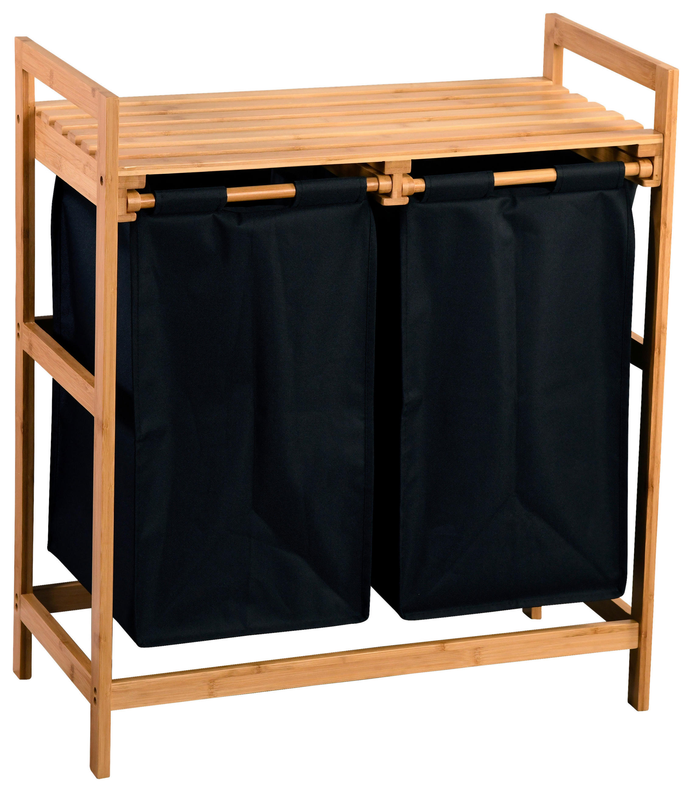 Wäschesammler mit - Schwarz/Naturfarben, Basics, Naturmaterialien/Textil (64/73/33cm) - Kesper