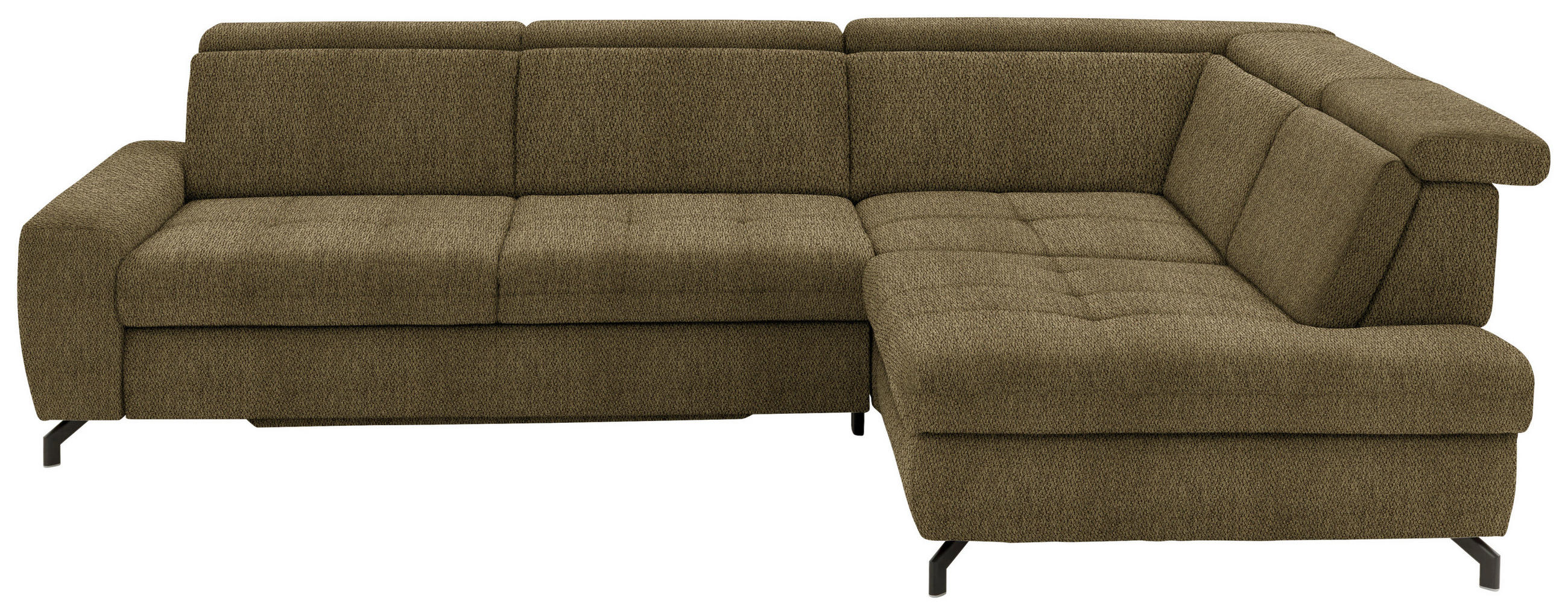 ECKSOFA in Chenille Grün  - Schwarz/Grün, Design, Textil/Metall (310/220cm) - Beldomo Style