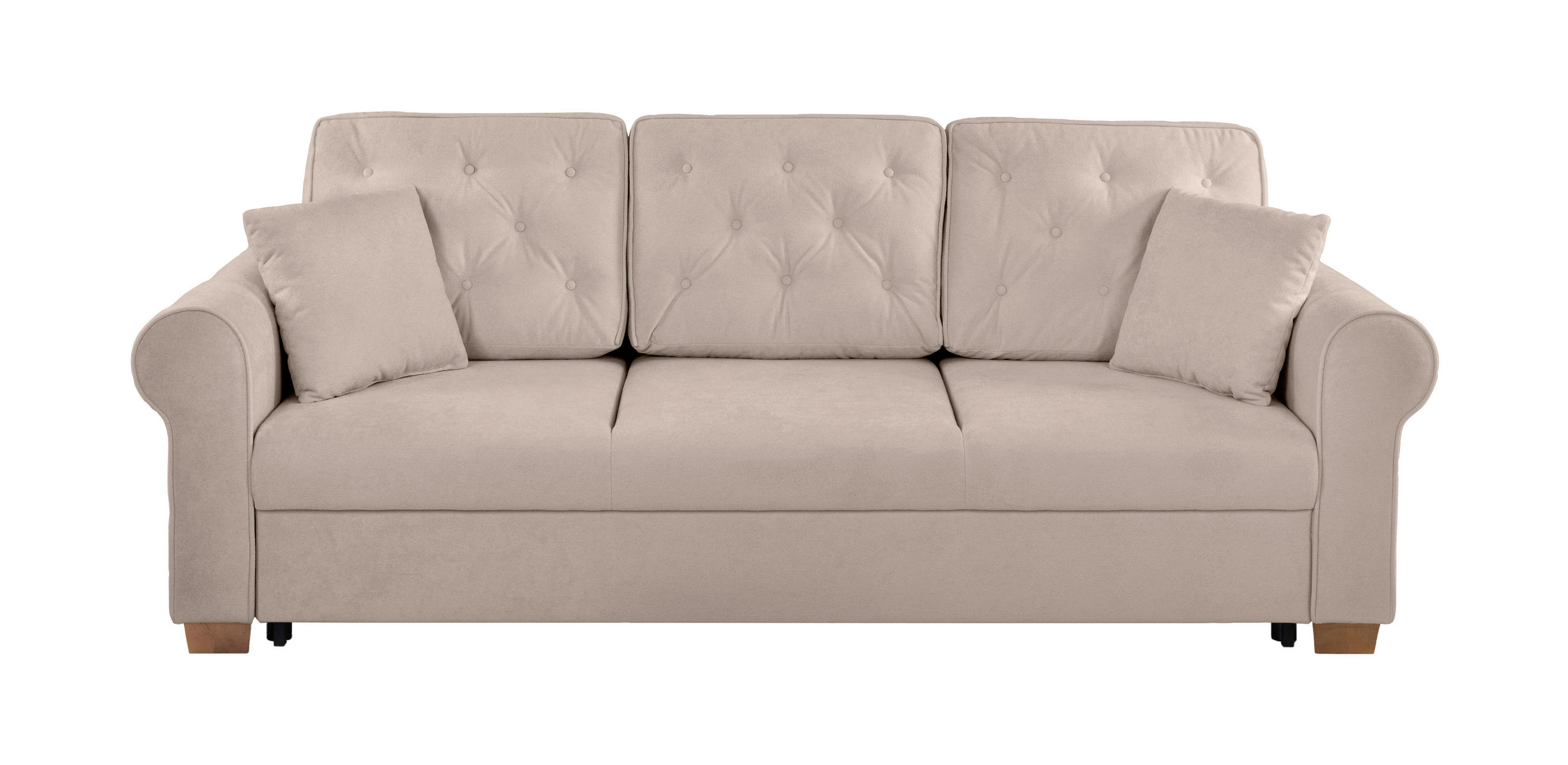 SCHLAFSOFA in Bouclé Taupe  - Taupe/Buchefarben, Design, Holz/Textil (240/94/98cm) - MID.YOU