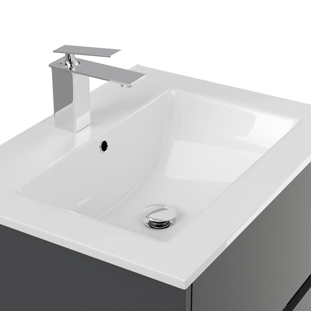 BADEZIMMER 3-teilig  in 60 cm  - Graphitfarben/Weiß, Basics, Keramik/Holzwerkstoff (60cm) - MID.YOU