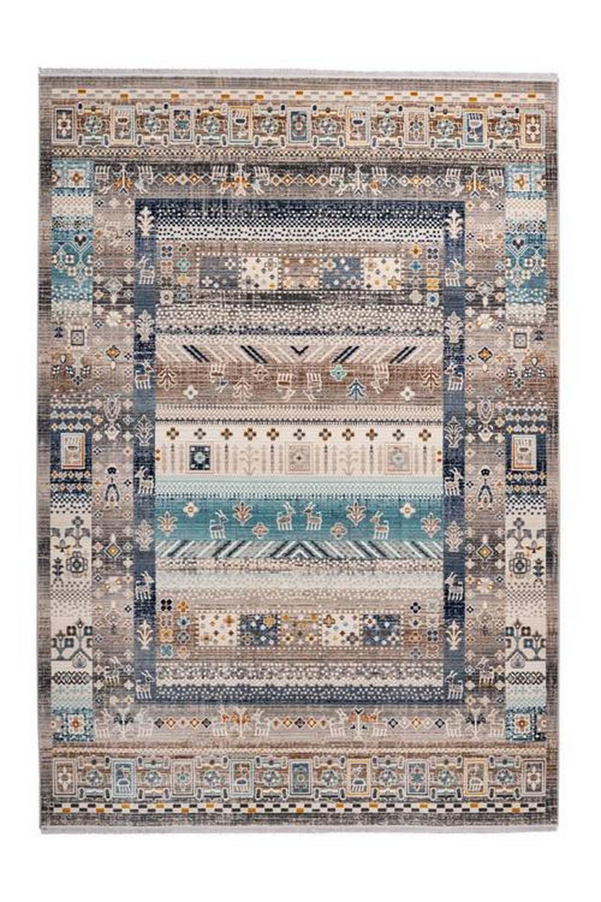 VINTAGE KOBEREC, 120/170 cm, modrá, hnedá - hnedá/modrá, Design, textil (120/170cm)