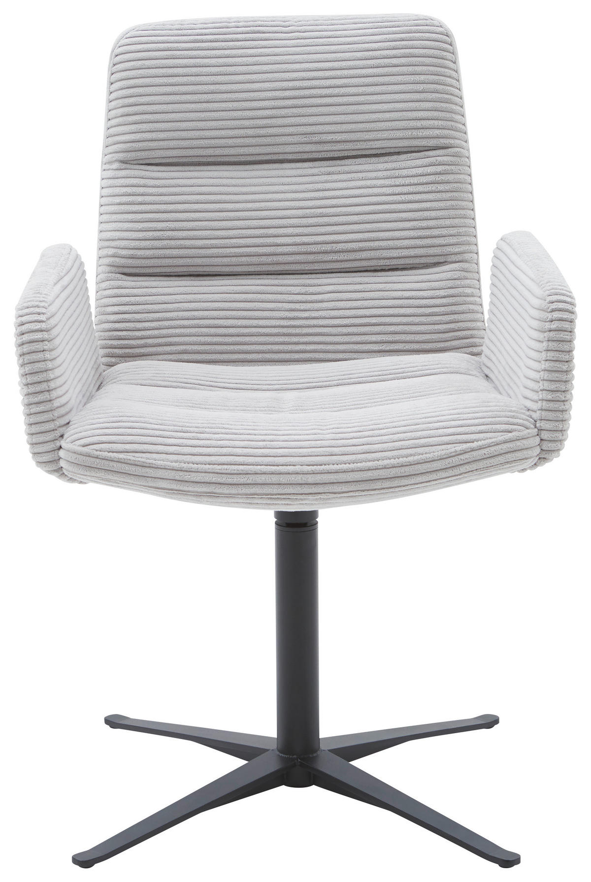 ARMLEHNSTUHL  Lederauswahl, Stoffauswahl, Sitzfläche 360° drehbar Cord  Hellgrau  - Hellgrau/Schwarz, Design, Textil/Metall (61/88/66cm) - Dieter Knoll