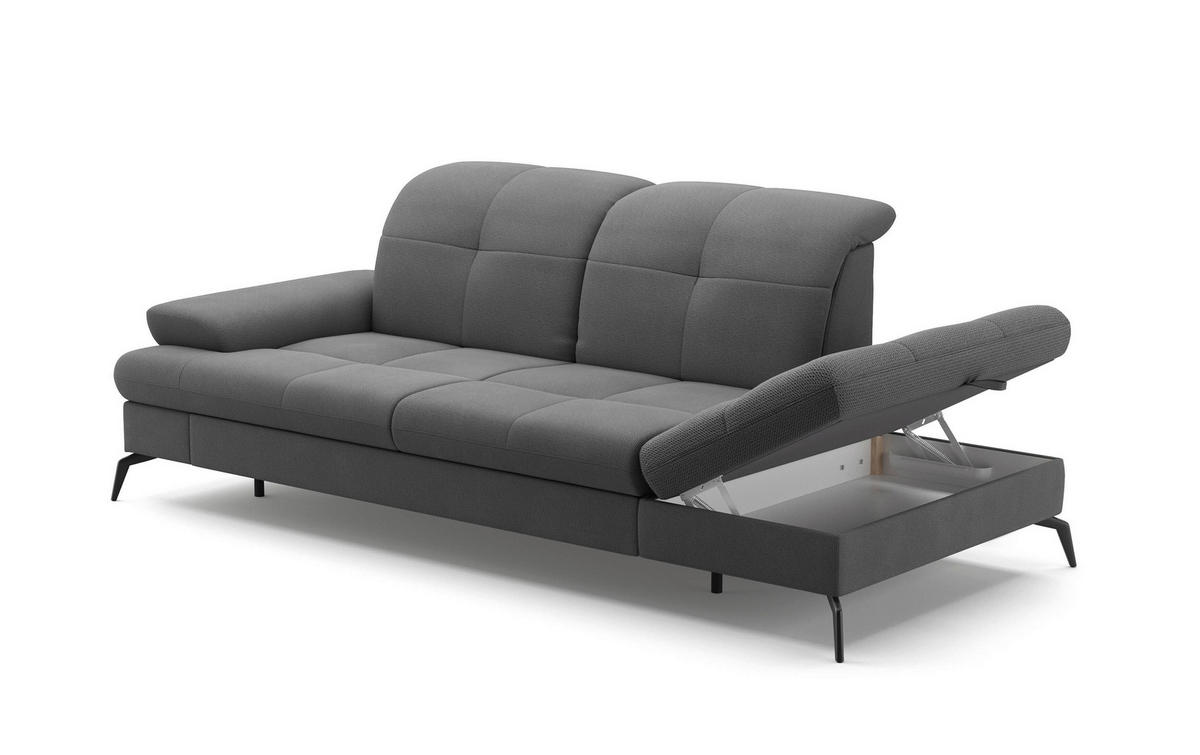 RÉCAMIERE in Flachgewebe Grau  - Schwarz/Grau, Konventionell, Textil/Metall (231/90/122cm) - Sit & More