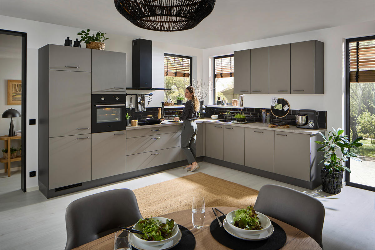 EINBAUKÜCHE   - Taupe, Design, Holzwerkstoff - Celina