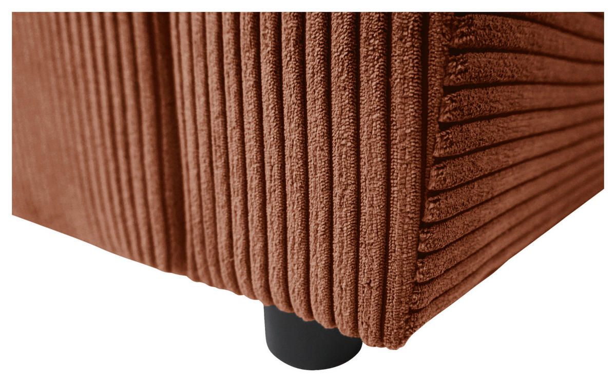 ECKSOFA TERMOLI in Cord Rostfarben  155/231 cm  - Rostfarben/Schwarz, Design, Kunststoff/Textil (155/231cm) - MID.YOU