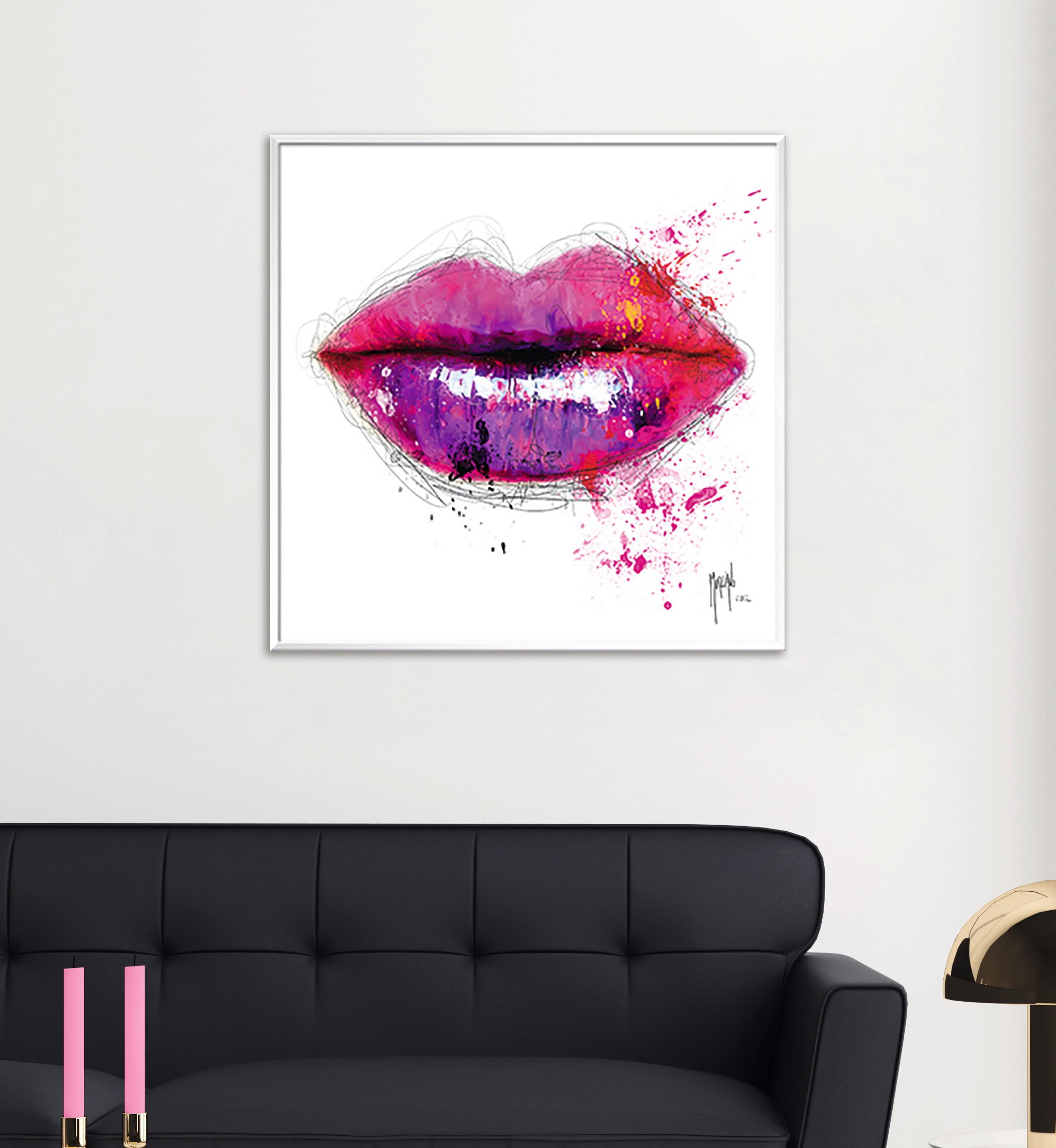 KUNSTDRUCK Frauen 50/50 cm  - Pink/Weiß, Basics, Papier (50/50cm) - Monee