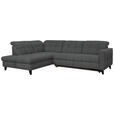ECKSOFA in Webstoff Dunkelgrau  216/297 cm  - Dunkelgrau/Schwarz, Design, Holz/Textil (216/297cm) - Xora