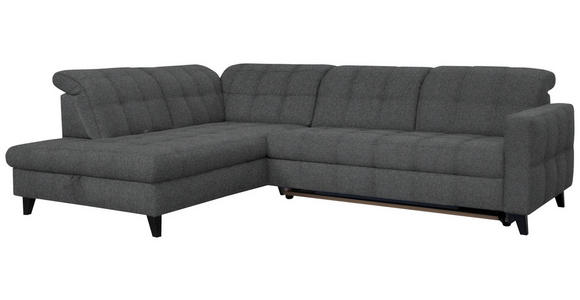 ECKSOFA in Webstoff Dunkelgrau 216/297 cm - Dunkelgrau/Schwarz, Design, Holz/Textil (216/297cm) - Xora