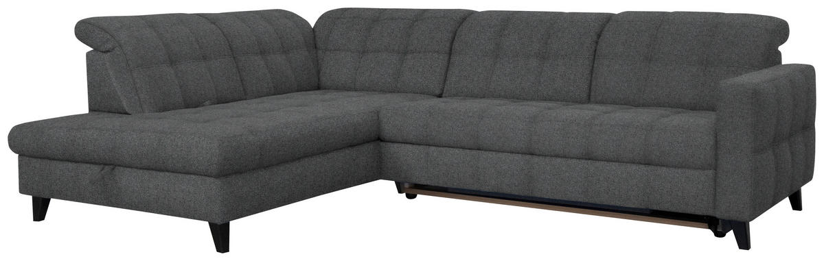 ECKSOFA in Webstoff Dunkelgrau  - Dunkelgrau/Schwarz, Design, Holz/Textil (216/297cm) - Xora