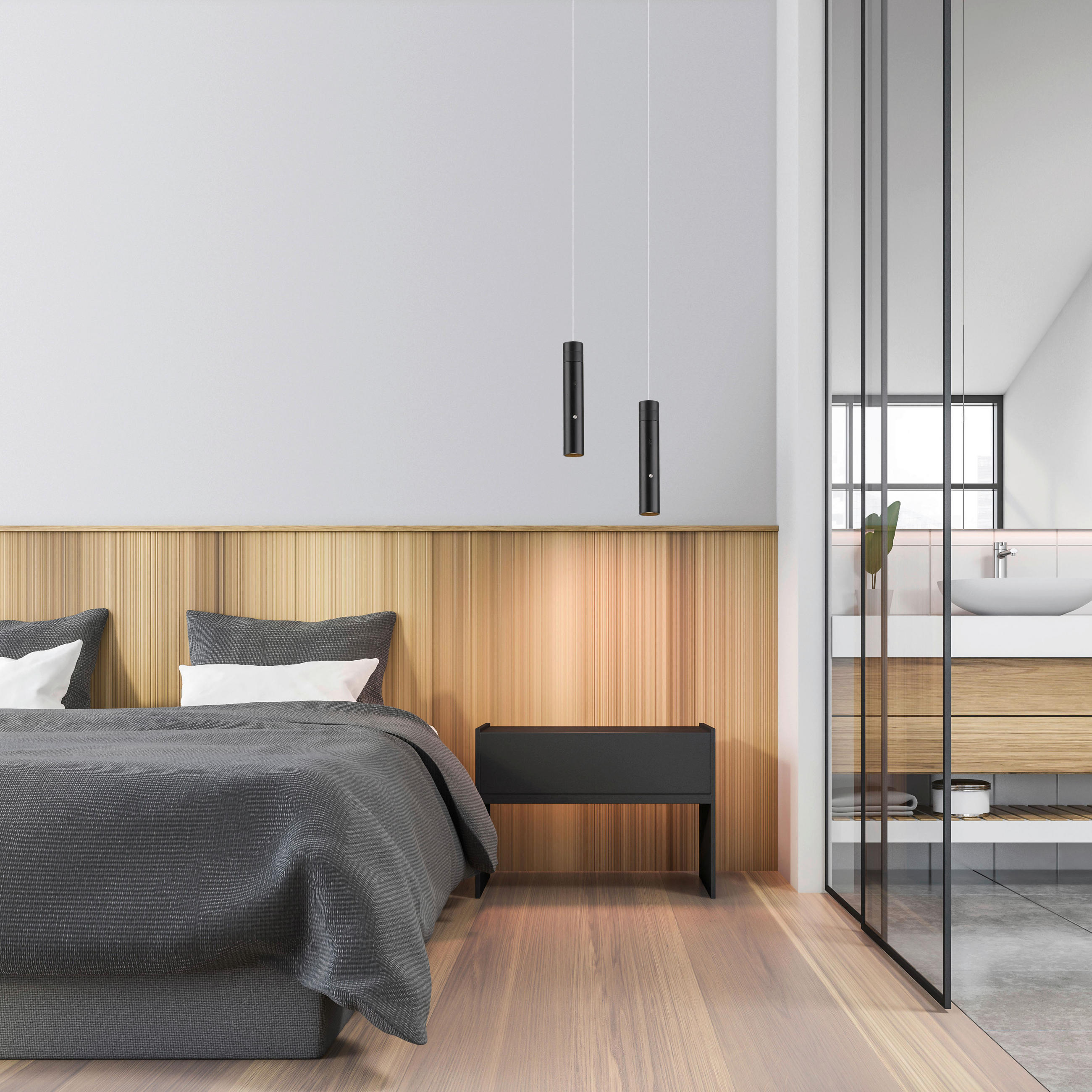 AKKU-LED-HÄNGELEUCHTE 4/4/60-200 cm - Schwarz, Design, Kunststoff/Metall (4/4/60-200cm)