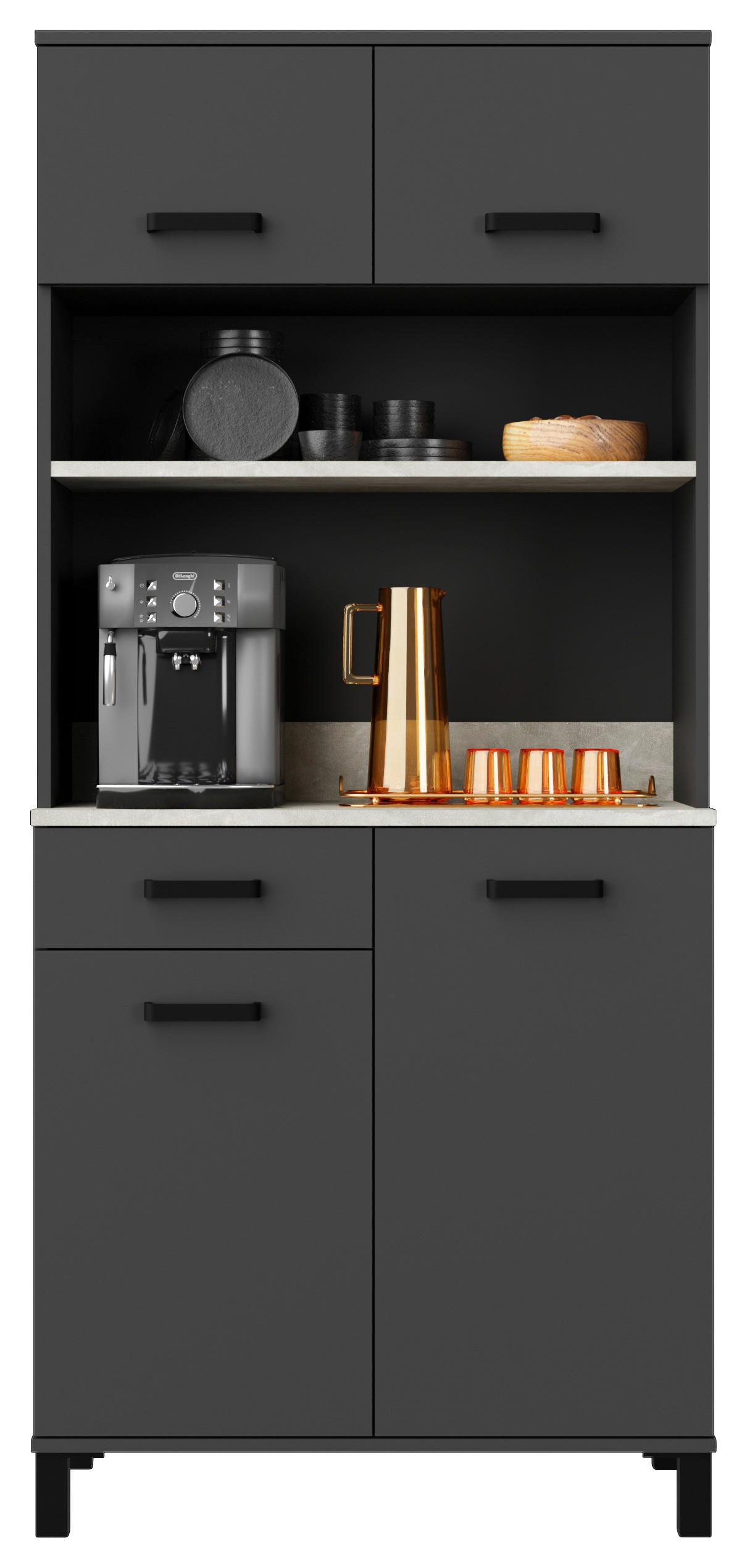 P & B KREDENC, antracitová, světle šedá, 80/177/40 cm