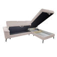 ECKSOFA inkl. Funktionen Creme Velours Bettkasten, Sitzvorzug  - Creme/Schwarz, KONVENTIONELL, Textil/Metall (253/206cm) - Venda