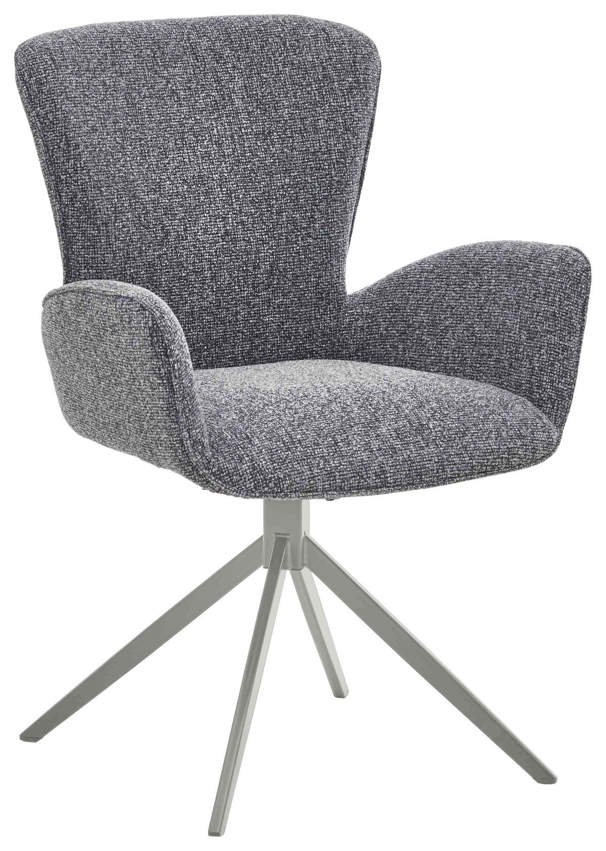 ARMLEHNSTUHL  in Eisen Jacquard, Flachgewebe  - Dunkelgrau/Grau, Design, Textil/Metall (63/92/63cm) - Valdera