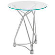 BEISTELLTISCH 46/46/55 cm Nickelfarben rund  - Nickelfarben, Design, Glas/Metall (46/46/55cm) - Xora
