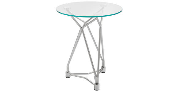 BEISTELLTISCH 46/46/55 cm Nickelfarben rund  - Nickelfarben, Design, Glas/Metall (46/46/55cm) - Xora