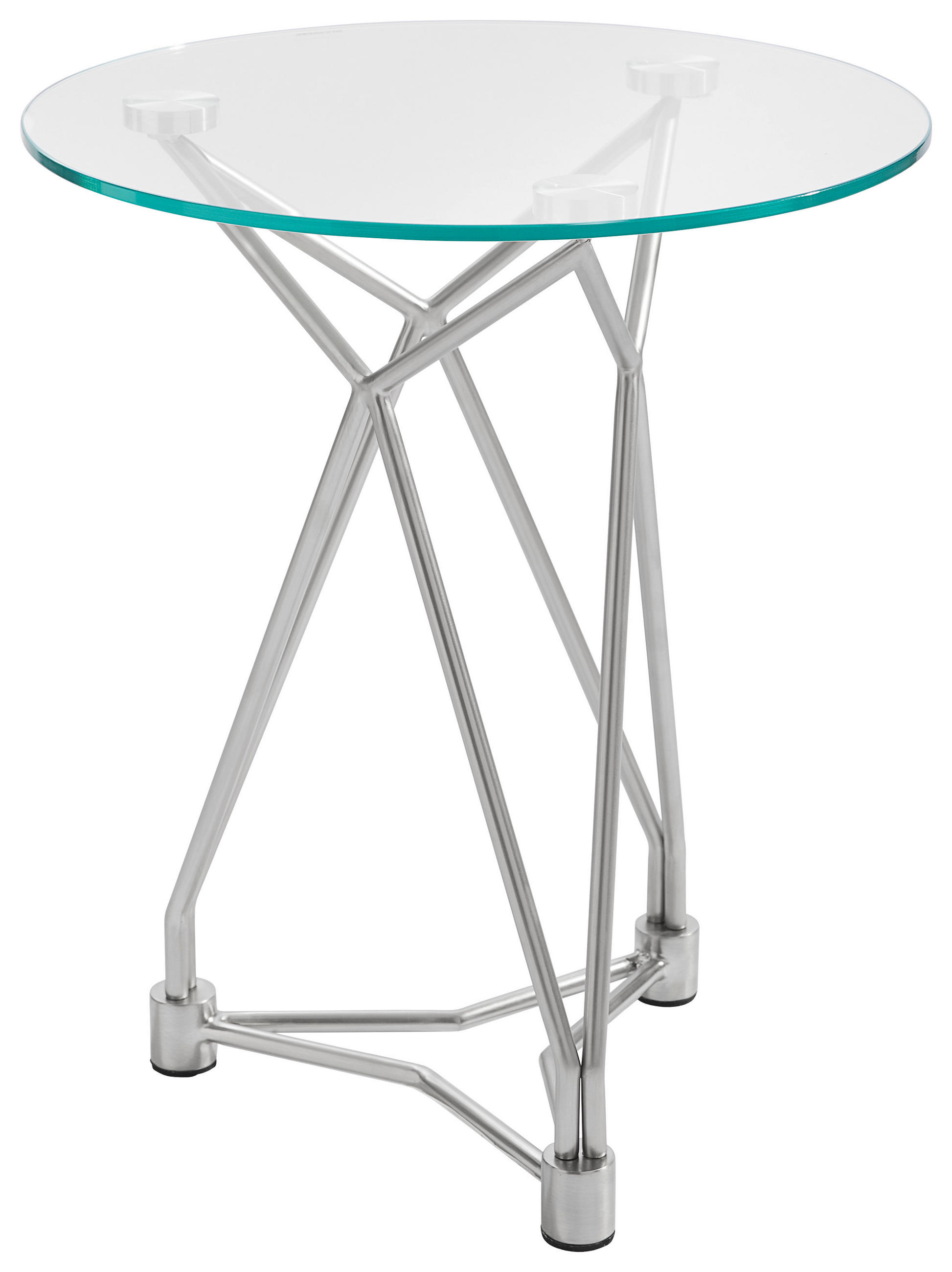 BEISTELLTISCH 46/46/55 cm Nickelfarben rund  - Nickelfarben, Design, Glas/Metall (46/46/55cm) - Xora