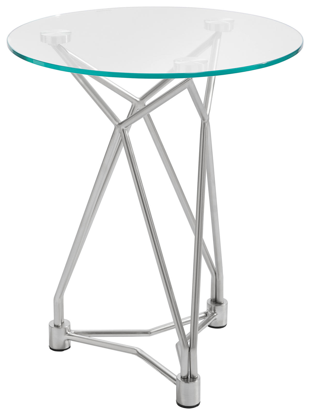 BEISTELLTISCH 46/46/55 cm Nickelfarben rund  - Nickelfarben, Design, Glas/Metall (46/46/55cm) - Xora