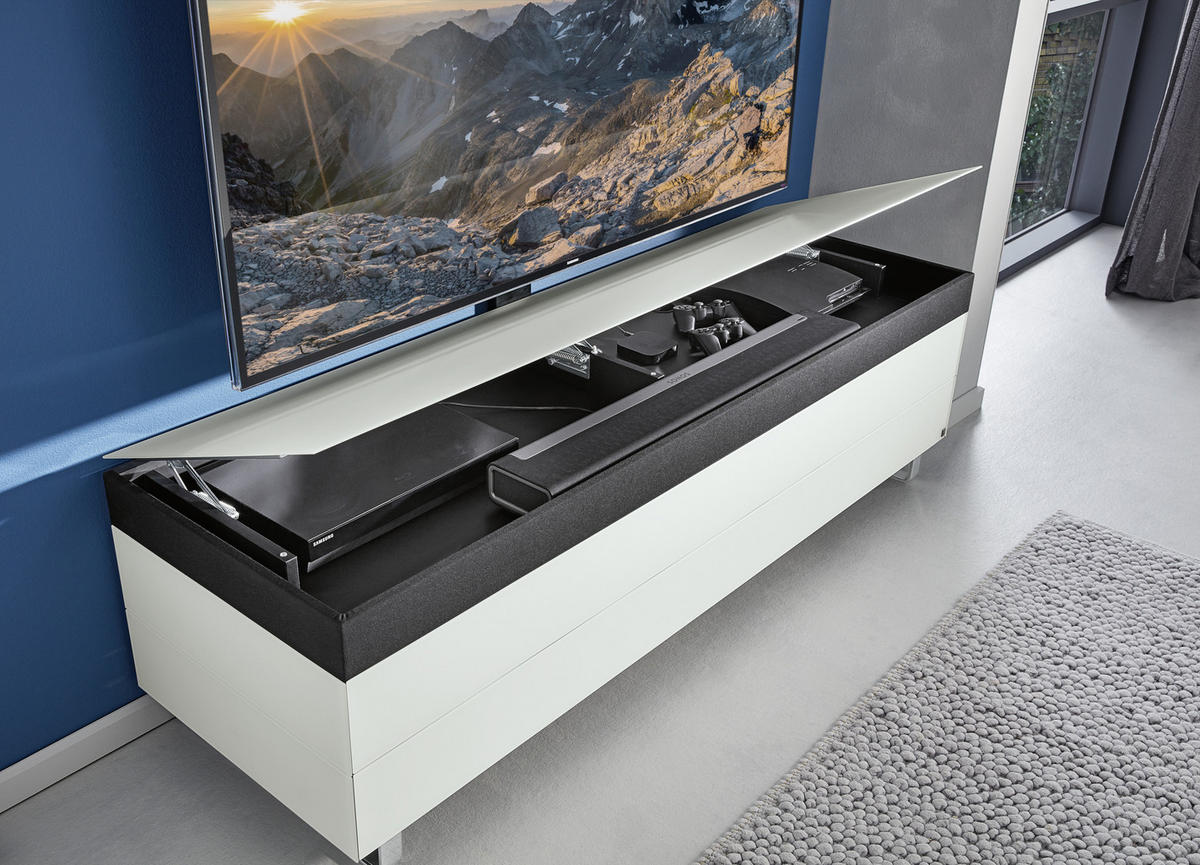 TV-ELEMENT - Chromfarben/Schwarz, MODERN, Glas/Holzwerkstoff (175,5/50,5/57,0cm) - Musterring