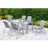 GARTENTISCHGRUPPE Netzbespannung Aluminium  - Silberfarben/Braun, KONVENTIONELL, Glas/Textil - Gardenson