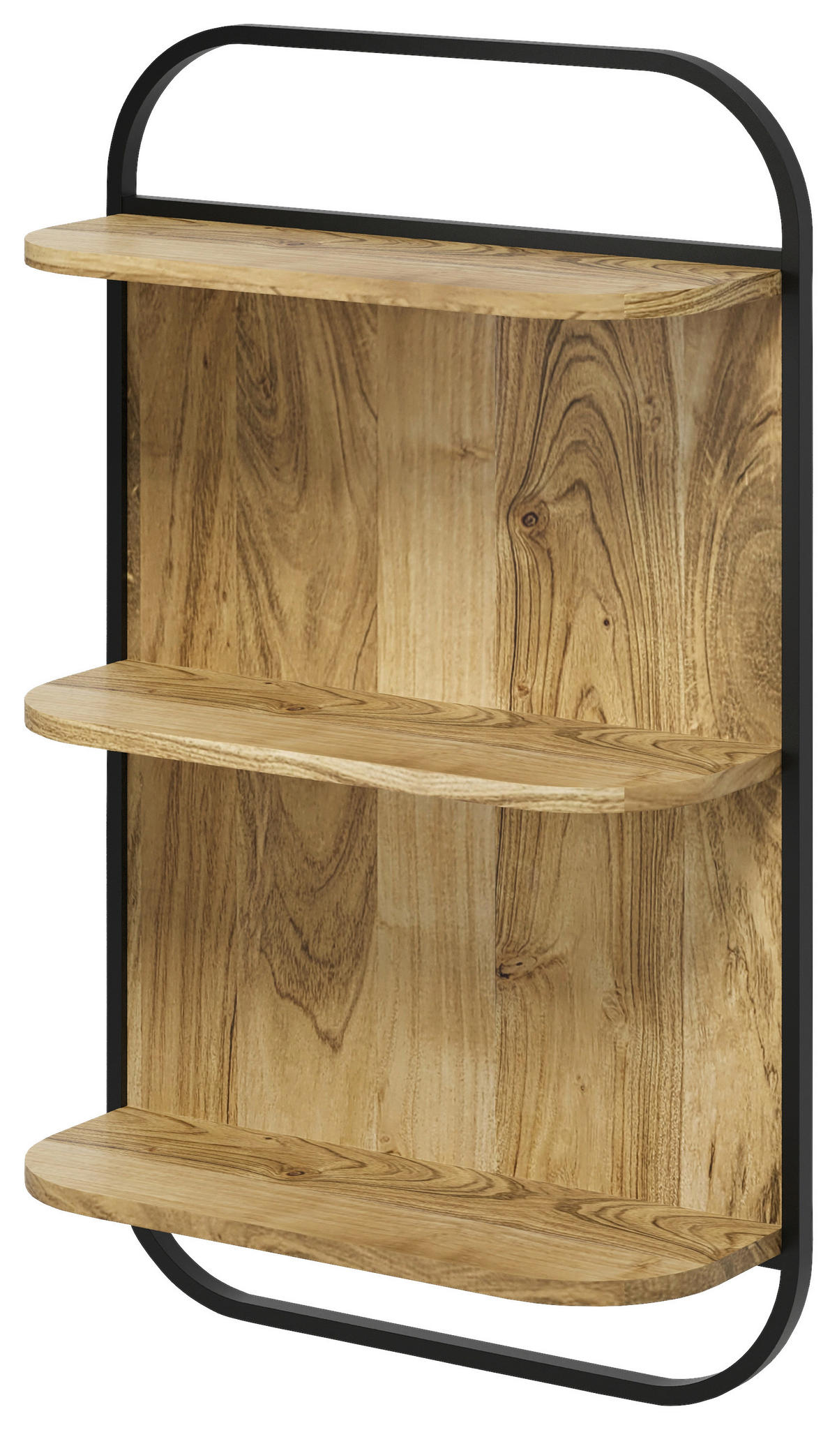 BADEZIMMERREGAL 51/81/20 cm  - Schwarz/Naturfarben, Natur, Holz/Metall (51/81/20cm) - Livetastic