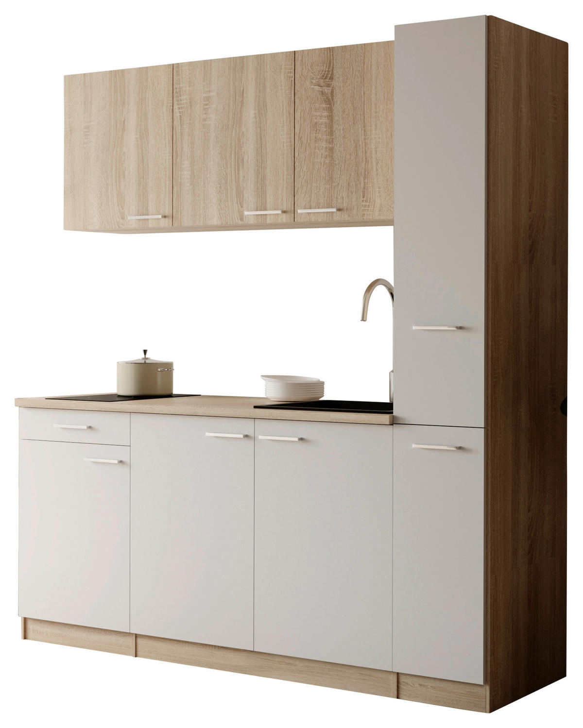 KUHINJSKI BLOK - barve hrasta/bela, Design, umetna masa/leseni material (180cm) - Respekta