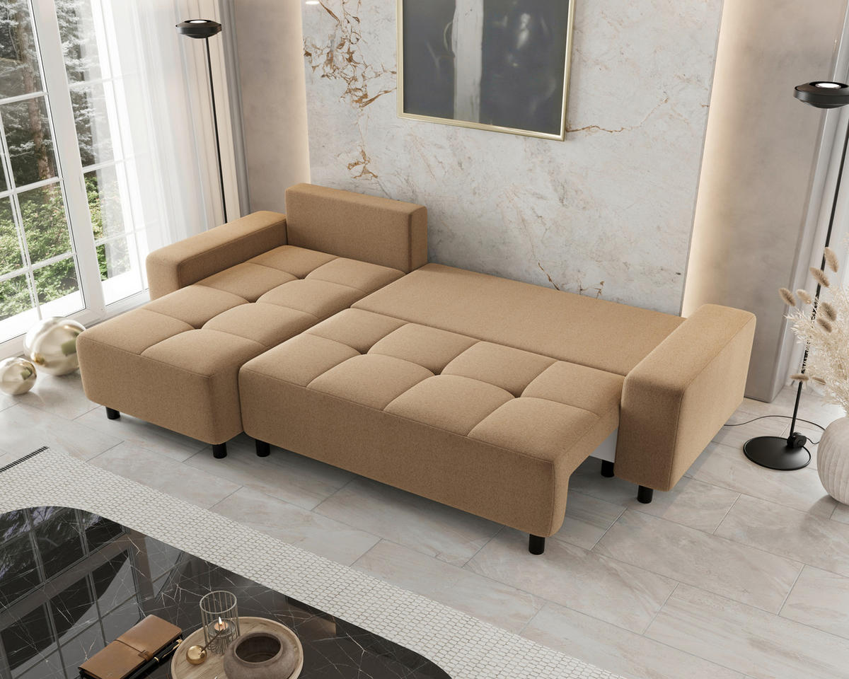 ECKSOFA  in Jacquard Senfgelb  - Senfgelb/Schwarz, MODERN, Kunststoff/Textil (144/246cm) - Carryhome