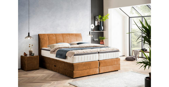 BOXSPRINGBETT 160/200 cm  in Cognac  - Wengefarben/Cognac, KONVENTIONELL, Holz/Textil (160/200cm) - Novel