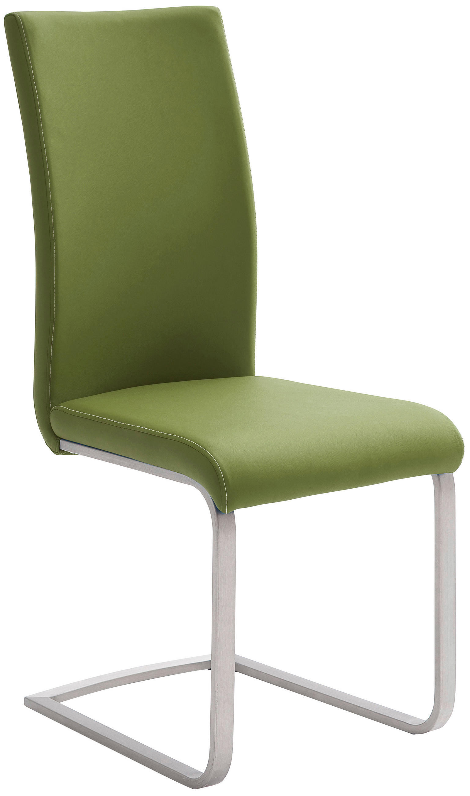 SCHWINGSTUHL  in Edelstahl Lederlook  - Edelstahlfarben/Creme, Design, Textil/Metall (42/102/58cm) - Novel